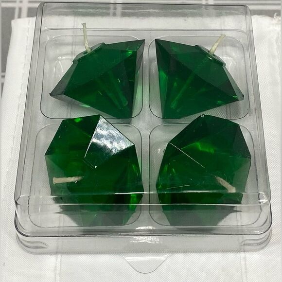 Diamond Shape Floating Gel Candles Emerald Green Four Candles NIOP - Picture 6 of 10